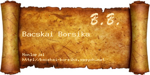 Bacskai Borsika névjegykártya